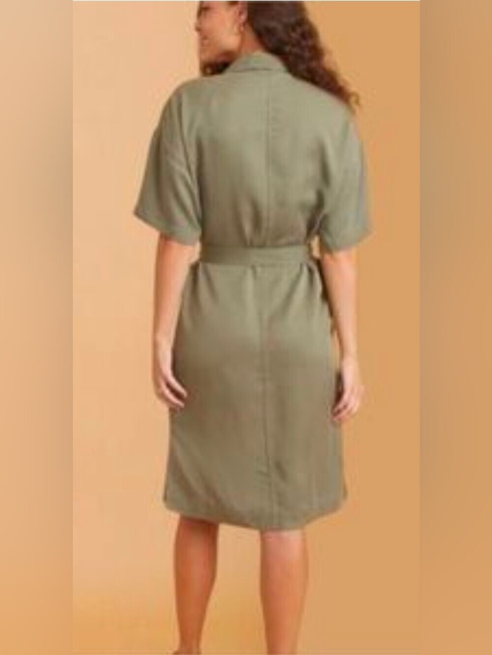Marine Layer | Renata Dress Olive Green Belted Shirt Dress Size XL - Picture 2 of 13